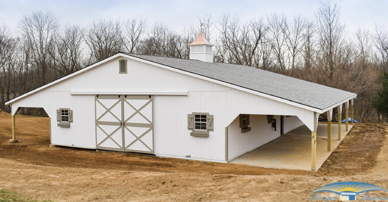 Low Profile Barn with Overhangs