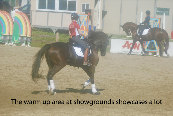 The warm up area at showgrounds showcases a lot