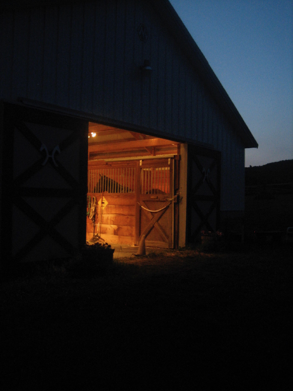 Horse Barn at Night