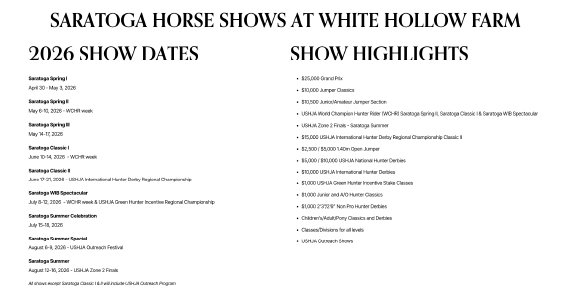 Horse Show Event Saratoga Horse Shows