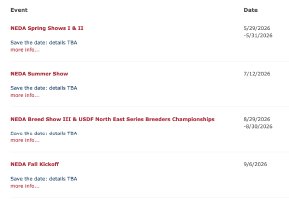 Horse Show Event NEDA Horse Shows