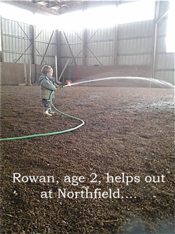 Rowan, age 2, helps out
at Northfield....